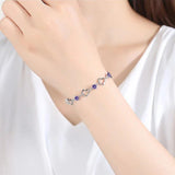 Silver Heart Purple Rhinestone Zircon Bracelet For Women