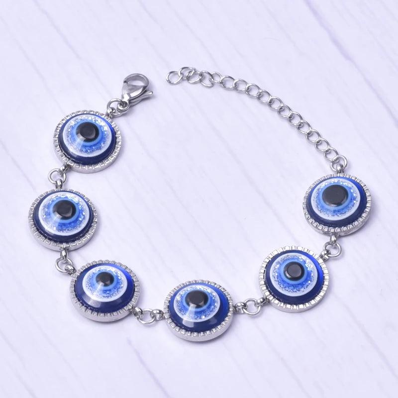 Stainless Steel Evil Eye Bracelet for Women - Bijoux Femme Bangles