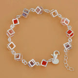 Silver CZ Colorful Crystal Bracelet Bangle for Women