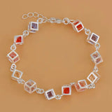 Silver CZ Colorful Crystal Bracelet Bangle for Women