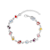 Silver CZ Colorful Crystal Bracelet Bangle for Women