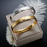 Roman Numerals Bangle Cuff Bracelet Stainless Steel Plated High Letter Classic