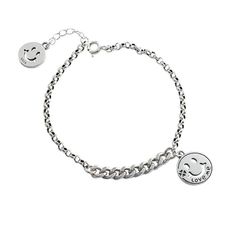 Smiling Face Bracelet Silver Plated Adjustable Jewelry