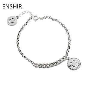 Smiling Face Bracelet Silver Plated Adjustable Jewelry
