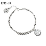 Smiling Face Bracelet Silver Plated Adjustable Jewelry