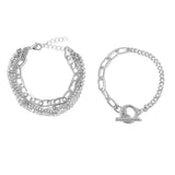 5pcs Crystal Bracelets for Women Silver Charm Bohemian Style Jewelry