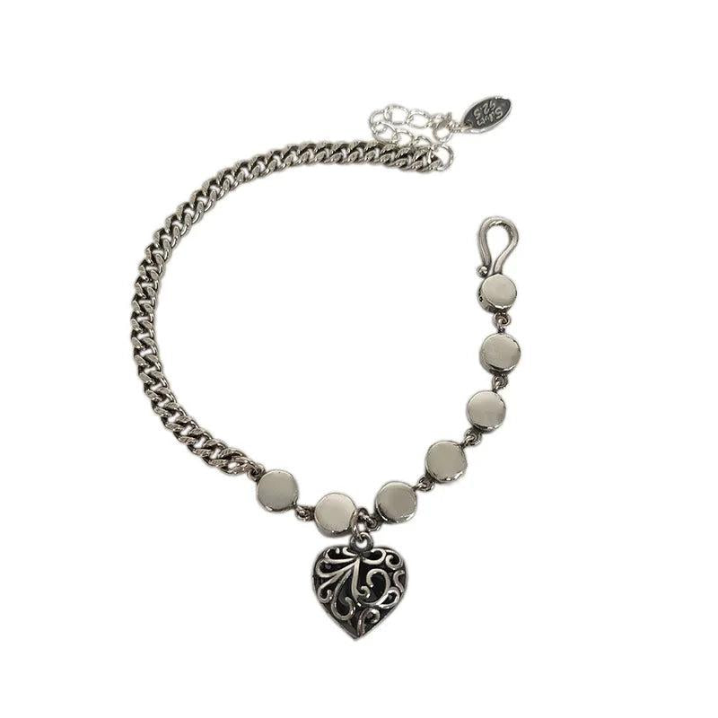 Vintage Love Heart Bracelet Silver Plated Jewelry
