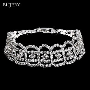 Geometric Rhinestone Bridal Bracelet Silver Plated Wedding Jewelry
