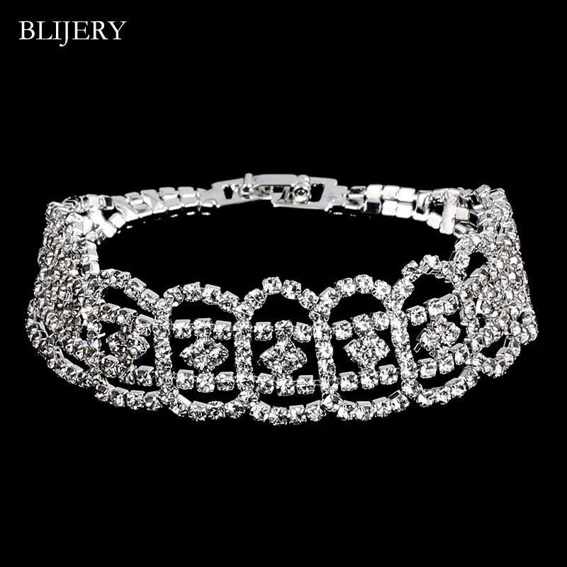Geometric Rhinestone Bridal Bracelet Silver Plated Wedding Jewelry