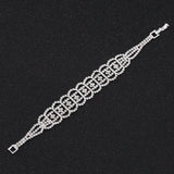Geometric Rhinestone Bridal Bracelet Silver Plated Wedding Jewelry