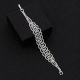 Geometric Rhinestone Bridal Bracelet Silver Plated Wedding Jewelry