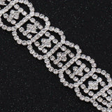 Geometric Rhinestone Bridal Bracelet Silver Plated Wedding Jewelry