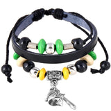 Punk Multilayer Leather Bracelet Soldier Sword Beads Vintage Bangle
