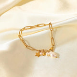 18K Stainless Steel Plated Pearl Tassels Bracelet Ins