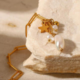 18K Stainless Steel Plated Pearl Tassels Bracelet Ins