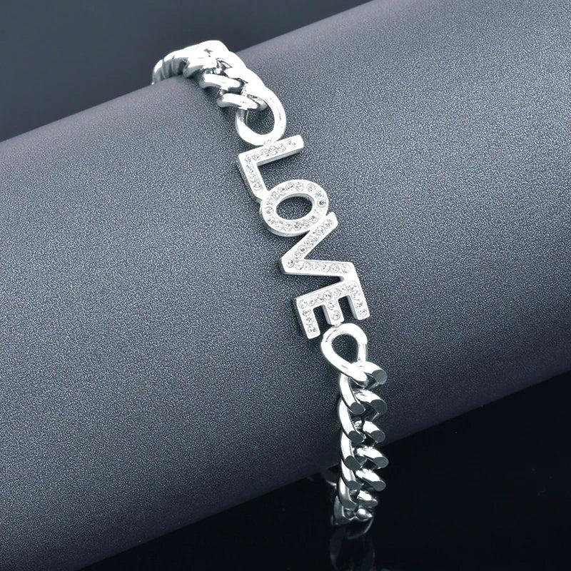 LEEEKR Punk Cross Round Heart Bracelets stainless steel silver jewelry