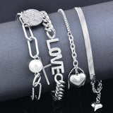 LEEEKR Punk Cross Round Heart Bracelets stainless steel silver jewelry