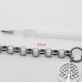 Silver Round Charm Heart Bracelet Women Stainless Steel Tree of Life
