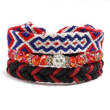 Boho Vintage Ethnic Women Crystal Bracelet Set Weave Leather Charm