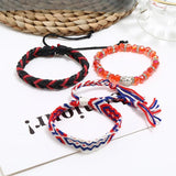Boho Vintage Ethnic Women Crystal Bracelet Set Weave Leather Charm