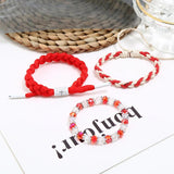 Boho Vintage Ethnic Women Crystal Bracelet Set Weave Leather Charm