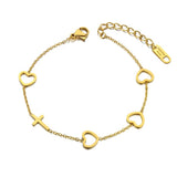 Heart Cross Charm Bracelets Stainless Steel