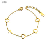 Heart Cross Charm Bracelets Stainless Steel