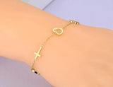 Heart Cross Charm Bracelets Stainless Steel
