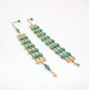 Marble Stone 3 Layers Chain Link Bracelet for Women