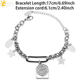 CSJA Stainless Steel Bracelet Coin Tag Round Jesus Charms Wrist Bracelets