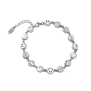 Vintage Smiling Faces Bracelet Silver Plated