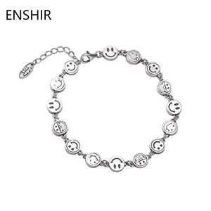 Vintage Smiling Faces Bracelet Silver Plated