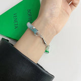 Minar Unique Gradient Natural Stone Bamboo Charm Bracelets Women