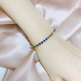Rainbow Zircon Rose Chain Bracelet Adjustable Tennis Bracelet