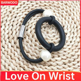 Rubber Charm Bracelet Boho Wristband Beaded Bangle Kpop Pearl Jewelry