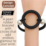 Rubber Charm Bracelet Boho Wristband Beaded Bangle Kpop Pearl Jewelry