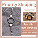 Rubber Charm Bracelet Boho Wristband Beaded Bangle Kpop Pearl Jewelry