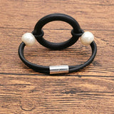 Rubber Charm Bracelet Boho Wristband Beaded Bangle Kpop Pearl Jewelry