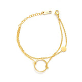 Stainless Steel Layered Chain Bracelets Round Circle Charms Jewelry