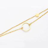 Stainless Steel Layered Chain Bracelets Round Circle Charms Jewelry