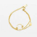 Stainless Steel Layered Chain Bracelets Round Circle Charms Jewelry
