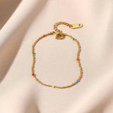 Colorful Enamel Stainless Steel Beads Chain Bracelet