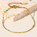 Colorful Enamel Stainless Steel Beads Chain Bracelet