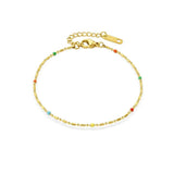Colorful Enamel Stainless Steel Beads Chain Bracelet