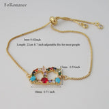 Adjustable 8.7in Plated 26 Letter Initials Bracelet Red Purple CZ Stones