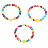 Colorful Bead Chain Bangle Bracelet Yellow Star Heart Pendant