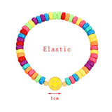 Colorful Bead Chain Bangle Bracelet Yellow Star Heart Pendant