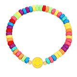 Colorful Bead Chain Bangle Bracelet Yellow Star Heart Pendant