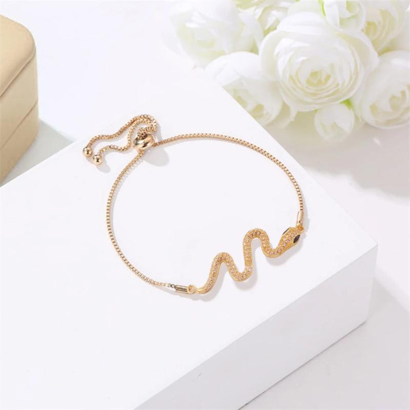 Golden Plated Snake Bracelet with Full Cz Bangle Jewelry