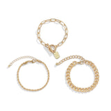 Stainless Steel Nameplate Chain Bracelet Set Punk Buckle Jewelry
